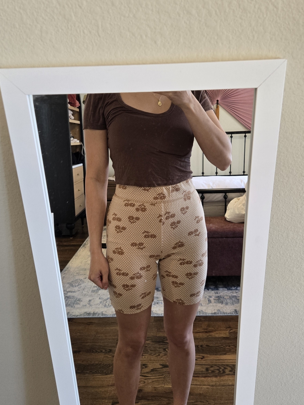 Madewell Tan Floral Jacquard Bike Shorts Xs